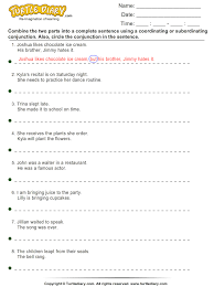 Combine The Clauses Using A Conjunction Conjunctions Worksheet Subordinating Conjunctions Conjunctions