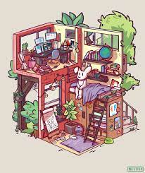 Artstation Tiny Room Sebastian Bogaert Isometric Illustration Room Isometric Room Drawing Isometric Art