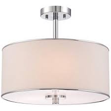 Elsa 16 Wide White Fabric Drum Shade Ceiling Light 3c718 Lamps Plus Fabric Shades Ceiling Lights Drum Shade