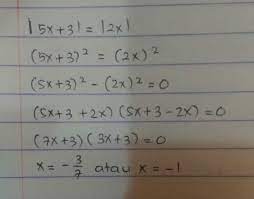 Nilai mutlak adalah suatu bilangan real x dilambang dengan |x|, dibaca: Hasil Nilai Mutlak Dari 5x 3 2x Brainly Co Id