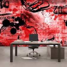 Teenager madchen zimmer teen coole kinder jugend tapete space animals mit katzen hasen hunden und sternen auf gelb. Kiss Fototapeten Thermoglaser Und Leuchtpflastersteine Fototapete Red Graffiti Wall Kindertapete Tapete Kinderzimmer Kindertapete Teen Jugendzimmer Graffitti Rot