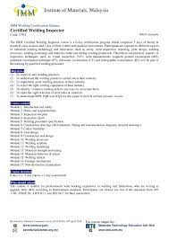 Certified Welding Inspector Imm Institute Of Materials Malaysia