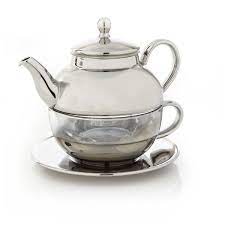 Teavana Tea For One Tea Set Silver Glass Amazon Kitchen Dining Tea Pots Tea Pot Set Tea For One