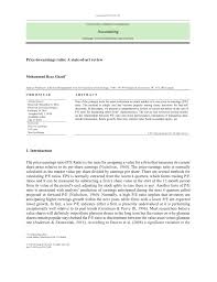 Stocks analysis by valuewalk covering: Pdf Price To Earnings Ratio A State Of Art Review