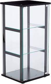 A wall curio cabinet may be the perfect accent piece in a dining room to display a collection of salt and pepper shakers. Amazon Com 3 Shelf Glass Curio Cabinet Black And Clear Furniture Decor