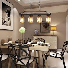 Get it as soon as tue, feb 2. Buy Wellmet Farmhouse Chandelier For Kitchen Light Fixtures 4 Lights Mason Jar Pendant Light For Dining Room Lighting Fixtures Hanging Faux Wood And Black Metal Finish Online In Indonesia B085zw9nwy