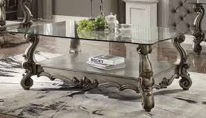 Acme 86840 Astoria Grand Welton Versailles Antique Platinum Finish Wood Carved Accents Glass Top Coffee Table In 2020 Coffee Table Table Wood Finish