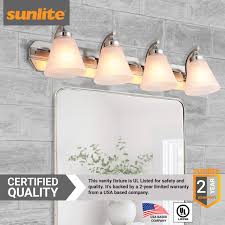 Sunlite 45058 30-Inch Modern Incandescent Vanity Bell Shaped Light Fixture,  Max 100 Wattage, 120 Volts, 4 Medium E26 Base Sockets (A19), Frosted ...