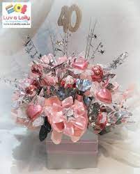 Pink 40th Birthday Bouquet Birthday Bouquet Chocolate Bouquet Custom Chocolate