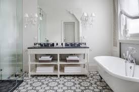 Library book shelf interior graphic sketch black white illustration vector. Cream And Gray Moroccan Floor Tiles Transitional Bathroom