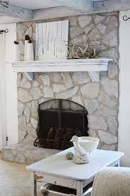 Recommendations for brick fireplace paint. Erin S Art And Gardens Painted Stone Fireplace Before And After Stone Fireplace Makeover Fireplace Remodel Painted Stone Fireplace