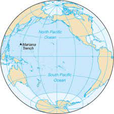 Pacific oceans contains all the three deepest points of the earth starting with the challenger deep located in mariana trench at the depth of 10,928 meters. Pacific Ocean New World Encyclopedia