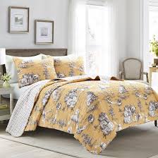 After seeing a yellow and gray quilt i posted on facebook, sara wanted a quilt with those fabrics also. One Allium Way Forkland Standard Cotton Reversible 3 Piece Quilt Set Wayfair