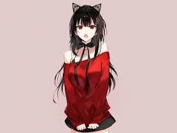 Black rock shooter wallpapers hd. Desktop Wallpaper Red Top Hot Anime Girl Original Hd Image Picture Background 7d1399