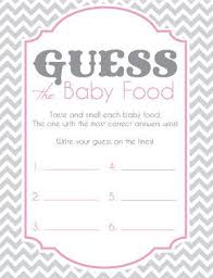Baby Shower Game Cards For Guess The Baby Food Chevron Pink And Grey Baby Shower Game Cards Baby Food Game Baby Boy Shower