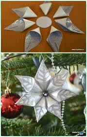 Try mixing up the shape and size of your ornaments consider this folded flower ornament the perfect decoration for those regularly bitten by the travel bug. 11 Christmas Crafts Diy Easy Fun Projects In 2020 Diy Paper Christmas Tree Paper Christmas Ornaments Christmas Tree Ornament Crafts