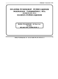 Silabus quran hadist mts kelas 7 kurikulum13. Silabus Al Qur An Hadits Mts Kelas 8 Semester 1 Doc