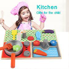 It is equipped with the majority of kitchen utensils, such as a refrigerator with blackboard, sink, stove, water dispenser, pan, pot, seasoning bottles, etc. Wooden Classic Game Kids Simulation Wooden Kitchen Toy Set Pretend Play Cooking Playset Toddler Wood Food Series Toys Gifts G4 Kitchen Toys Aliexpress