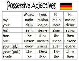 possessive pronouns in the nominative german grammar