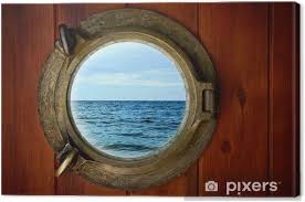Tableau Sur Toile Gros Plan D Un Bateau Ferme Hublot Avec Vue Sur L Ocean Pixers Nous Vivons Pour Changer Toile Tableau Bateau Toile