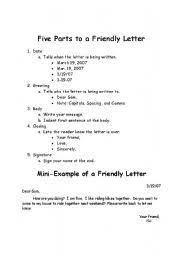 Spacing for paragraphs, and leave an extra space between paragraphs. English Worksheets Five Parts To A Friendly Letter