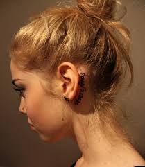 Find and save ideas about cancer ribbon tattoo ideas1 on tattoos book. Be Limited Edition Back Ear Tattoo Rose Tattoo Behind Ear Ear Tattoo