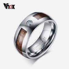 8mm Wood Tungsten Carbide Engagement Ring High Polished Men S Wedding Bands With Cubic Zirconia Rings For Men Wooden Rings Engagement Engagement Rings For Men