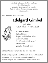 Gregg rolie, tom gimbel & lawrence gowan), marco petralia feat. Traueranzeigen Von Edelgard Gimbel Trauer Mittelhessen De