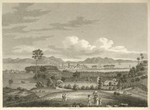 RBSI - View of Bombay, from Malabar Hills, with the Island of Caranjah and part of the Indian Continent in the distance - 1813 Plate twenty-two from the first volume of James