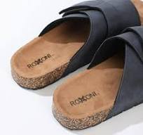 Roxoni Men's Dual Velco Straps Suede Covered Moulded Faux Cork Midsole Eva  Rubber Sole