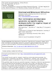 PDF) Peer victimisation and depressive symptoms: can specific coping  strategies buffer the negative impact of cybervictimisation?
