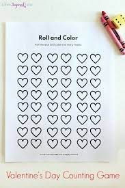 Roll And Color Valentine S Day Counting Game Kindergarten Valentines Preschool Valentines Math Valentines