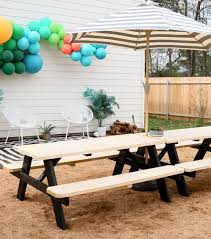 This picnic table is a traditional style table. Wood Picnic Table Makeover A Kailo Chic Life