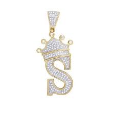 S Initial Letter Pendant D Vvs1 Diamond 18k Yellow Gold Plated Pure 925 Silver Pure Gold Jewellery Initial Pendant Necklace Letter Pendants