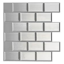 This unique looking smooth 3″× 23 1/2″ marble subway tile backsplash speaks loudly without the use of words. Peel N Stick Kitchen Backsplash Wall Tile Silver Subway Set Of 10
