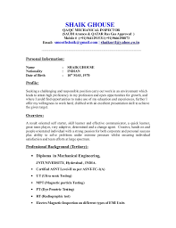 Cv For Qc Inspector Mechanical