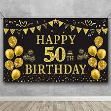 Here we have 3 great free printable about free printable 50th birthday signs.we hope you enjoyed it and if you want to download the. Amazon Com Trgowaul 50th Birthday Backdrop Gold And Black 5 9 X 3 6 Fts Happy Birthday Party Decorations Banner For Women Men Photography Supplies Background Happy Birthday Decoration Health Personal Care