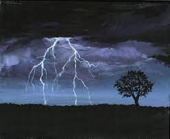 Storm Acrylic Painting Of Lightning Landscape Paintings Acrylic Night Sky Painting Sky Painting