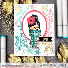 Winter Wear With Pink And Aqua Snowflakes Winter Cards Concord And 9th Cool Cards