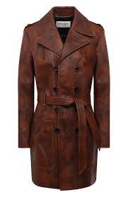 Женское коричневое кожаное пальто SAINT LAURENT купить в интернет-магазине  ЦУМ, арт. 664433/YC2QY