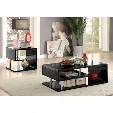 These modern style tables come with dark brown legs and glass table tops, which the william collection includes on rectangular coffee table and two matching end tables, providing plentiful storage space as well as style to decorate your home. Ninove Contemporary Black Coffee Table With Curved Shelving