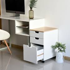 【generous storage】this small file cabinet have 3 spacious drawers. Homcom 3 Drawer Rolling Filing Cabinet File Storage Organizer Home Office White 13x18