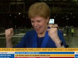 Nicola Sturgeon Celebrates Wildly On Live Tv As Jo Swinson Loses Seat The Independent The Independent