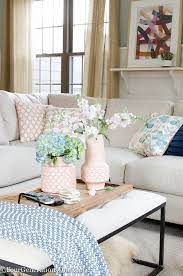 Blue And Pink Living Room Decorating Ideas Love The Soft Pastel Colors For Spring An Blue And Pink Living Room Summer Living Room Decor Blue Living Room Decor