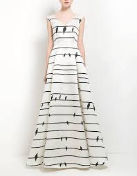 Fine Art Collection Black And White Unique Simple Birds Gorgeous Evening Grown Dress From Purplefishbowl Evening Gown Dresses Grown Dress Clothes Collection