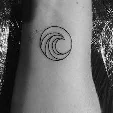 Minimalist line drawing wave tattoo. Minimalist Wave Circle Tattoo Novocom Top