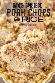 Our crock pot pork chops with gravy are tender and delicious. No Peek Pork Chops Rice Plain Chicken