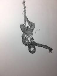 Find this pin and more on spiderman by jagb gonzalez. Upside Down Black Suited Spider Man Drawing Webslinger Amino Amino