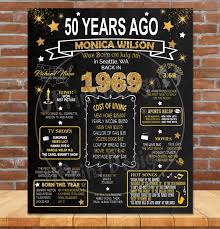 50th Birthday Poster Board Ideas Fun Facts About 1969 50th Birthday Poster 50th Birthday Gifts For Woman 50th Birthday Party Decorations 50th Anniversary Gifts