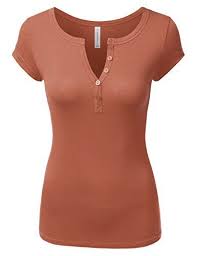 Jj Perfection Womens Basic Short Sleeve Henley T Shirt D